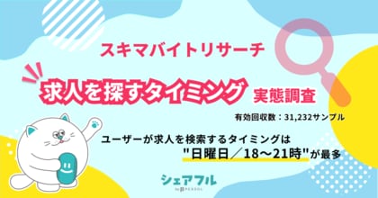 『シェアフル』スキマバイトリサーチ、求人を探すタイミングに関する実態調査を実施