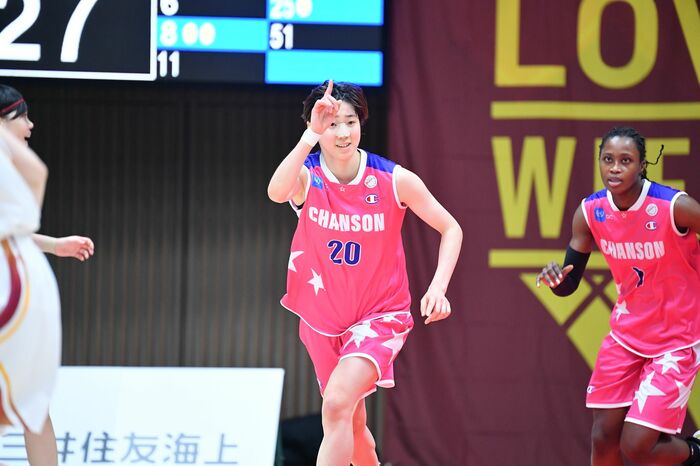 両日2桁得点で勝利に貢献した野口さくら選手(8日、トヨタ紡織戦より)