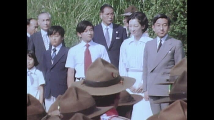 昭和53（1978）年8月　「第7回 日本ジャンボリー」に参加された上皇ご夫妻とお子さま方（静岡・御殿場市）
