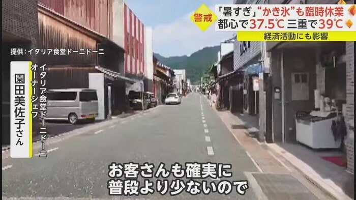 「街を歩く人が本当に少ない。暑さでの臨時休業は初めて」と話す