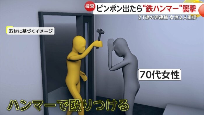 玄関に出た被害者を突然襲った出倉容疑者(イメージ)