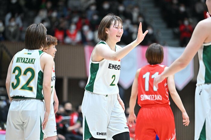 両チーム最多27得点と勝利に大きく貢献した奥山理々嘉選手(3月6日、富士通戦より)