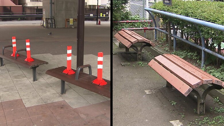 「座らせる気ないでしょ？」ベンチの上に道路規制ポール設置など“意地悪ベンチ”新宿区で相次ぐワケ…繁華街が近いこと？「眠れないと苦情が…」｜FNNプライムオンライン