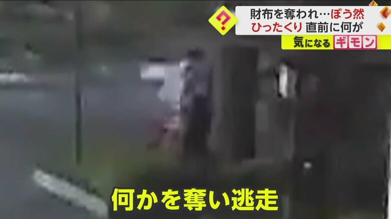 何かを奪い走り去る白い服の男