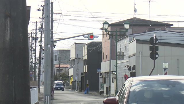 一灯点滅式信号機（福島県相馬市中村）