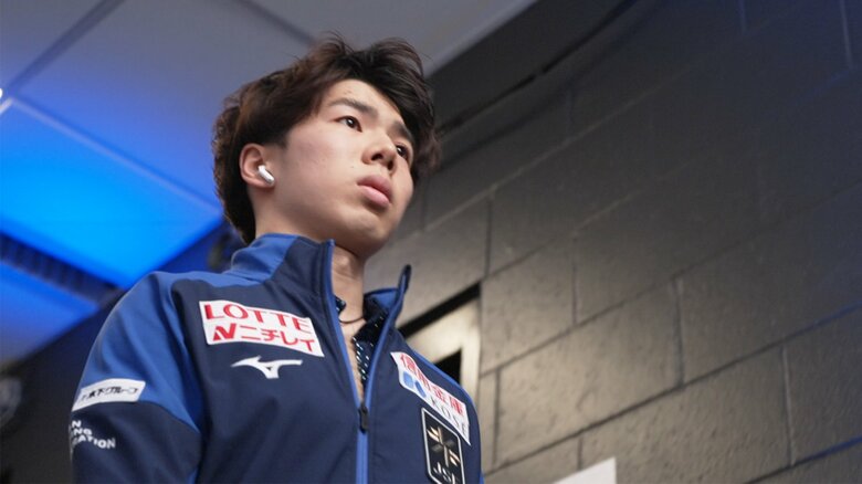 フリー演技前の真剣な表情