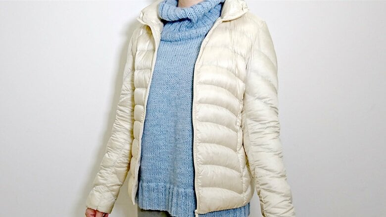 アクリルのセーターとナイロンのダウンジャケット（花王「くらしの研究」より）