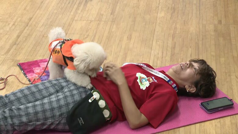 目覚まし時計の音を知らせる聴導犬（滋賀・米原市）