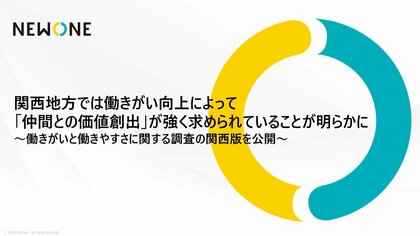 関西地方では働きがい向上において「仲間との価値創出」が強く求められていることが明らかに