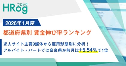 求人サイト主要9媒体から雇用形態別に分析！奈良県が前月比+5.54％で1位【2026年1月度 都道府県別 賃金伸び率ランキング】