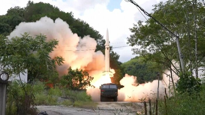 2022年8月4日中国メディアが台湾周辺に発射したとするDF-15Bらしき短距離弾道ミサイル(CCTV2022年8月4日)