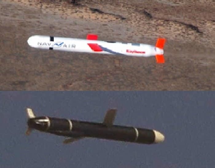 米海軍トマホーク・ブロックⅣ巡航ミサイル(上)(米海軍公式資料) 北朝鮮「長距離巡航ミサイル」(下)(労働新聞・2021年9月13日)