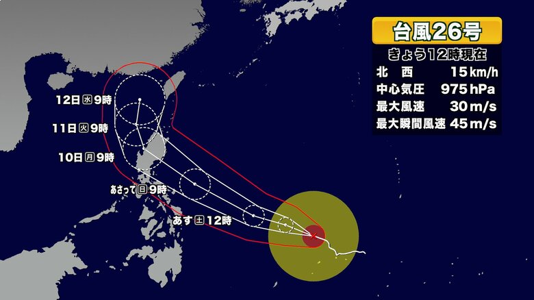 台風26号 フィリピンを通過した後は北よりに進路変える可能性 最新の情報確認を!|FNNプライムオンライン