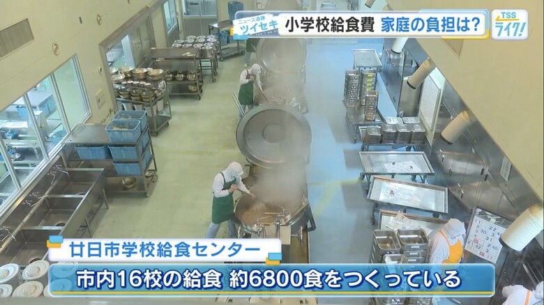 約6800食を調理する廿日市学校給食センター