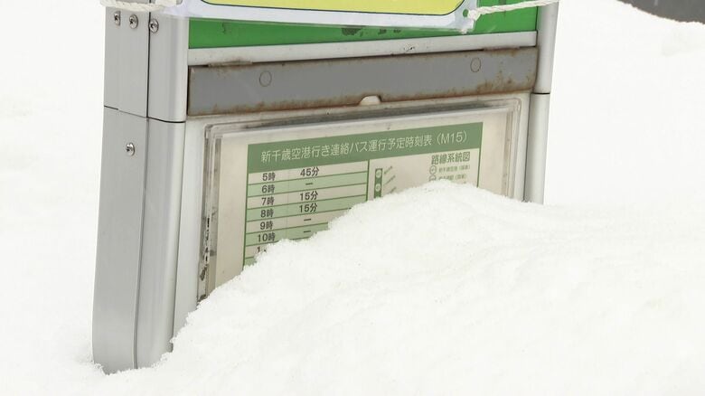 雪に埋もれたバス停