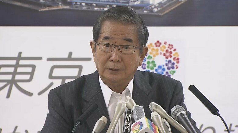 東京都知事として会見する石原氏