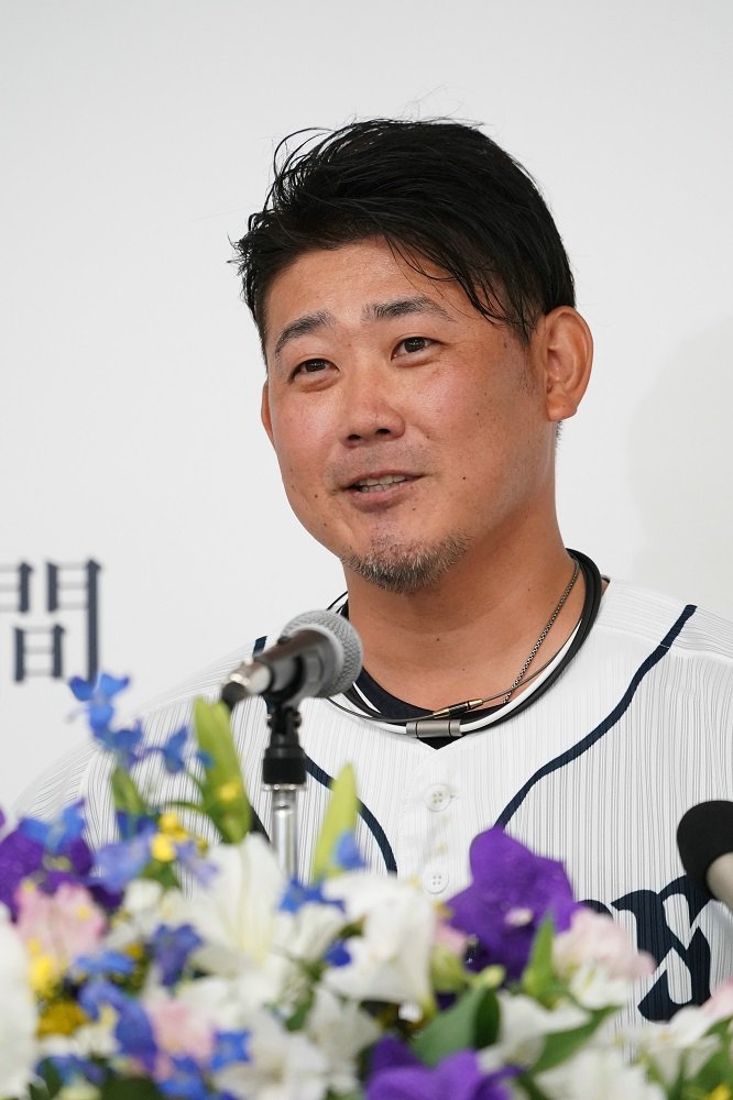 引退会見する松坂大輔投手（埼玉西武ライオンズ提供）