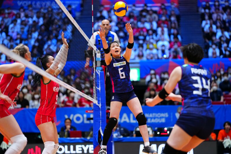 セッター・関菜々巳があげるトスの位置に注目