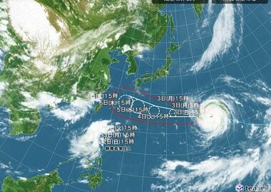 【台風情報】非常に強い台風13号の今後の進路予想は　3日午後3時には小笠原近海に達する…
