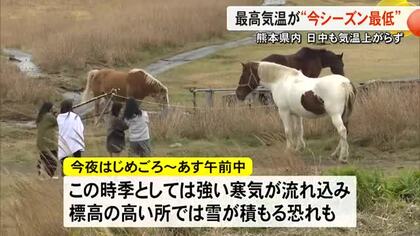 日中気温上がらず・・・最高気温が今シーズン最低　山地積雪の恐れ【熊本】