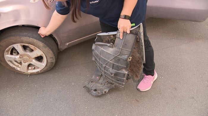 足寄町でシカを避けようとして路外に転落した車