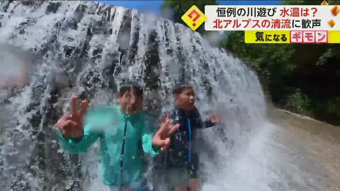 水に打たれる子どもたち