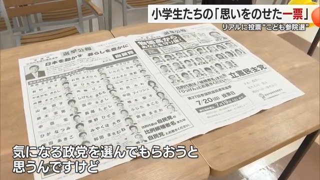 実際の政党名から選び、丸印をつける形式の投票用紙