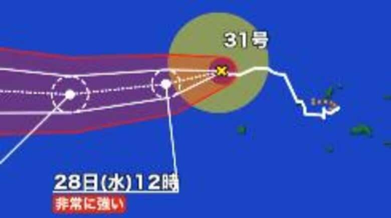 【台風情報】台風31号（インファ）「非常に強い勢力」を維持、31日には小笠原近海へ…今後の進路は？＜気象庁発表＞｜FNNプライムオンライン