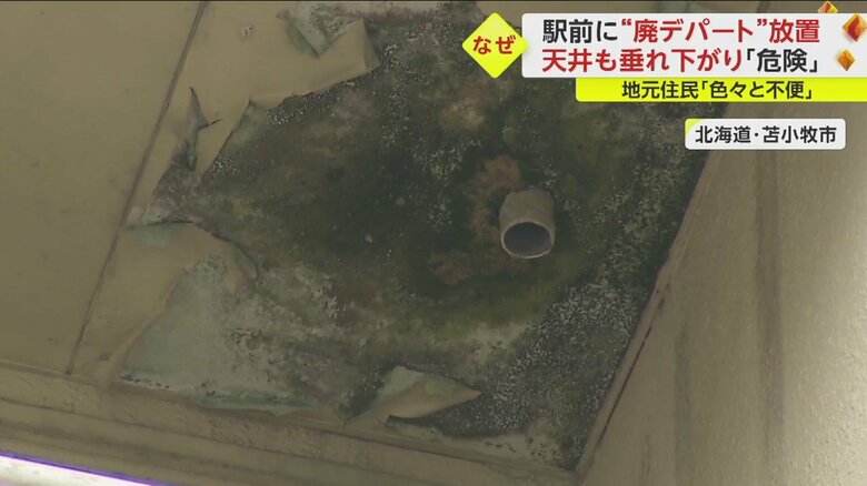 天井は剥がれ落ちボロボロに…