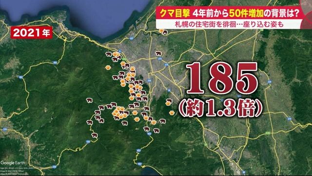 目撃場所は徐々に住宅街付近にまで…