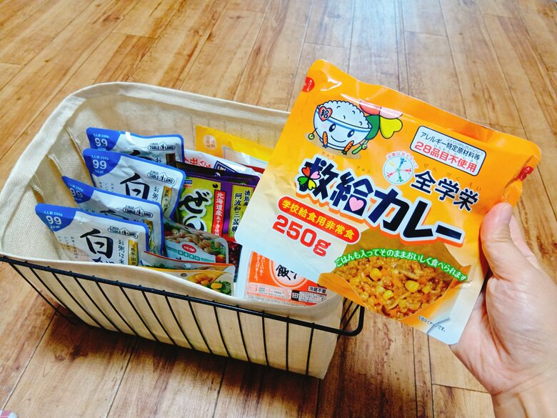 自宅避難用の防災食の一例