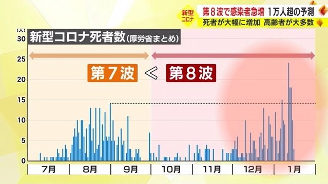静岡県内の死者数の推移（厚労省まとめ）