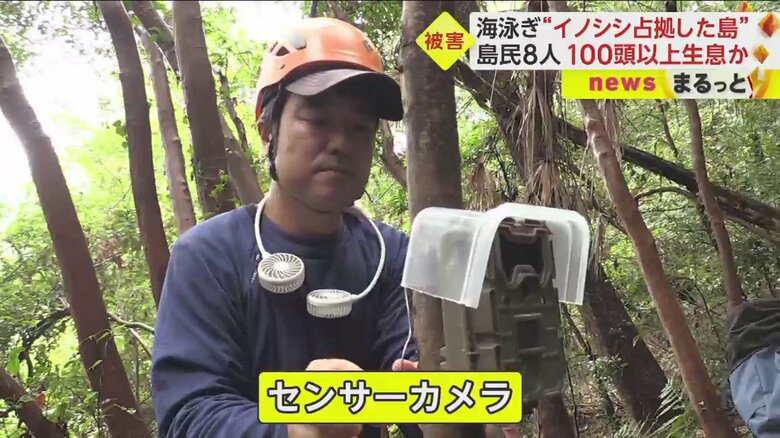 調査のため、島に入った兵庫県立大学の研究グループがカメラを設置