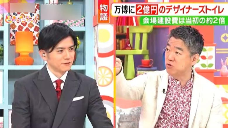 左：青木源太キャスター　右：橋下徹氏　「旬感LIVE　とれたてっ！」（2月21日放送）