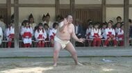 精霊が豪快な上手投げで勝ち越し!今治・大山祇神社で抜穂祭「一人角力」奉納し豊作に感謝【愛媛】