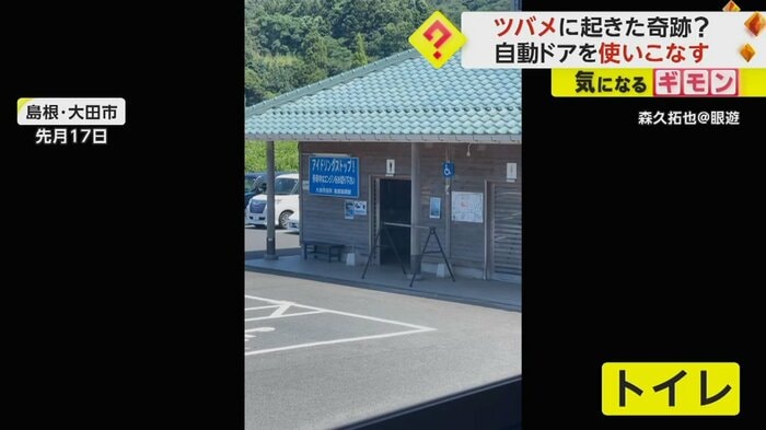 トイレの自動ドアが開く