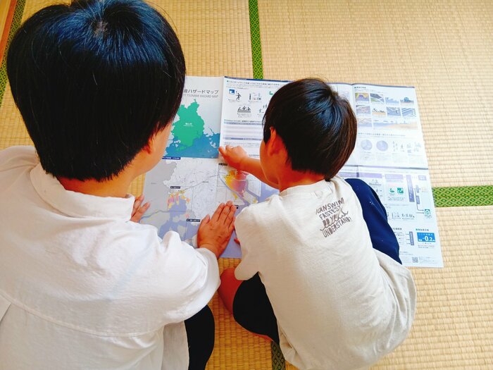 子供とハザードマップをチェック