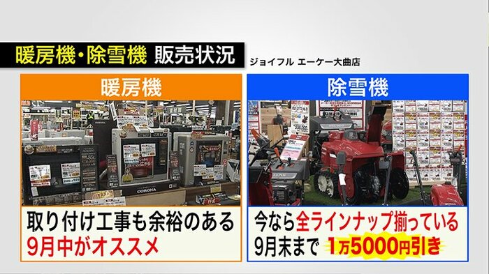 暖房機・除雪機を買うならイマがお得