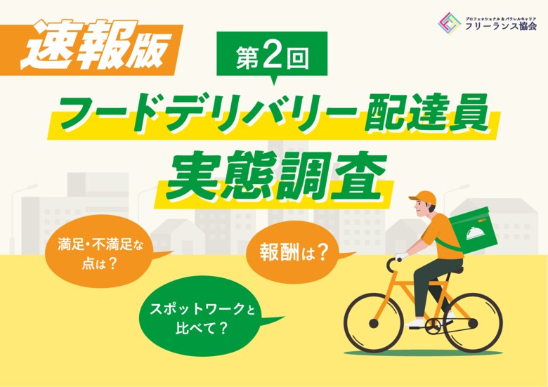 「ライドシェア条件次第でやってみたい」4割 ~ 第2回フードデリバリー配達員実態調査結果(速報版)を公開