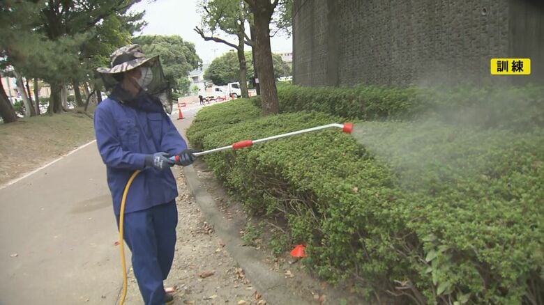 “デング熱”の患者が見つかった想定…アジア大会を前に名古屋で感染症発生に備える訓練 薬剤に見立てた水を散布｜FNNプライムオンライン