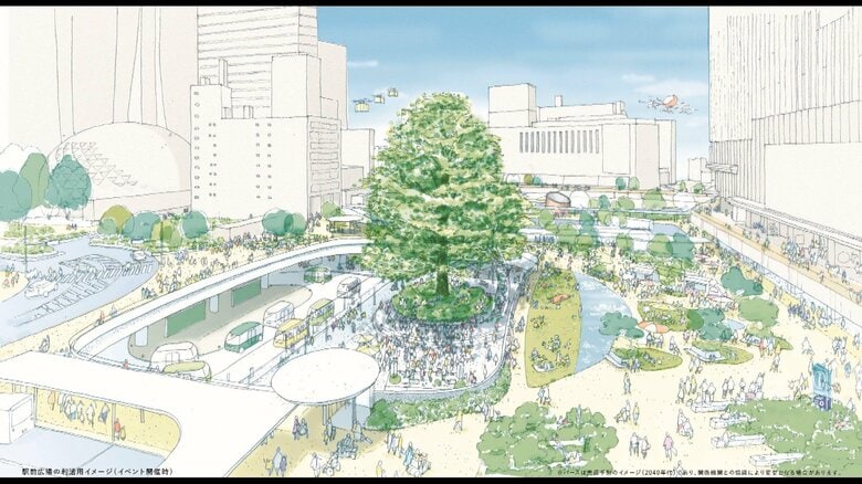 新宿駅西口の駅前広場に高さ30メートルのシンボルツリー　完成予想図を都が公表｜FNNプライムオンライン