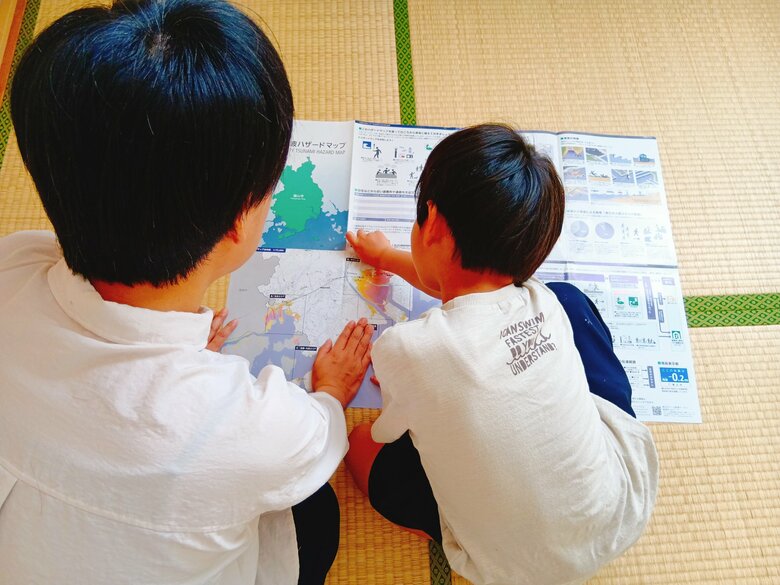 子供とハザードマップをチェック