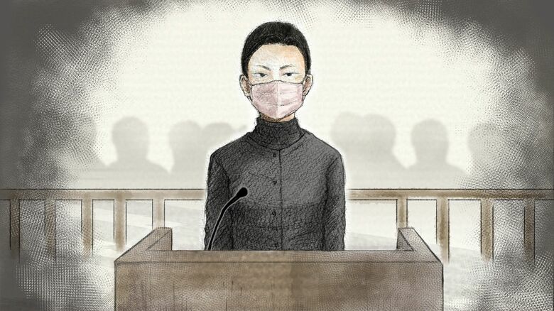 証人として出廷した際の内田被告（イラスト）
