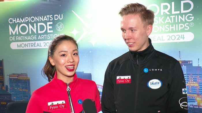 練習後インタビューに応じてくれた折原裕香&ユホ・ピリネン組