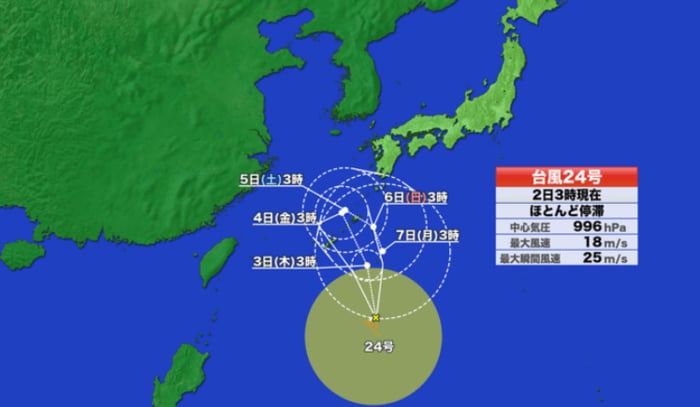 台風24号の進路予想図