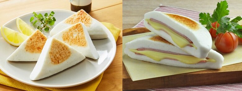 左:はんぺんのバター焼き 右:はんぺんのはさみ焼き(ハム&チーズ) 提供:紀文食品