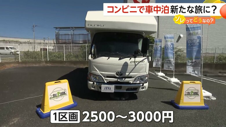車中泊スペースは1区画2500円から借りることができる