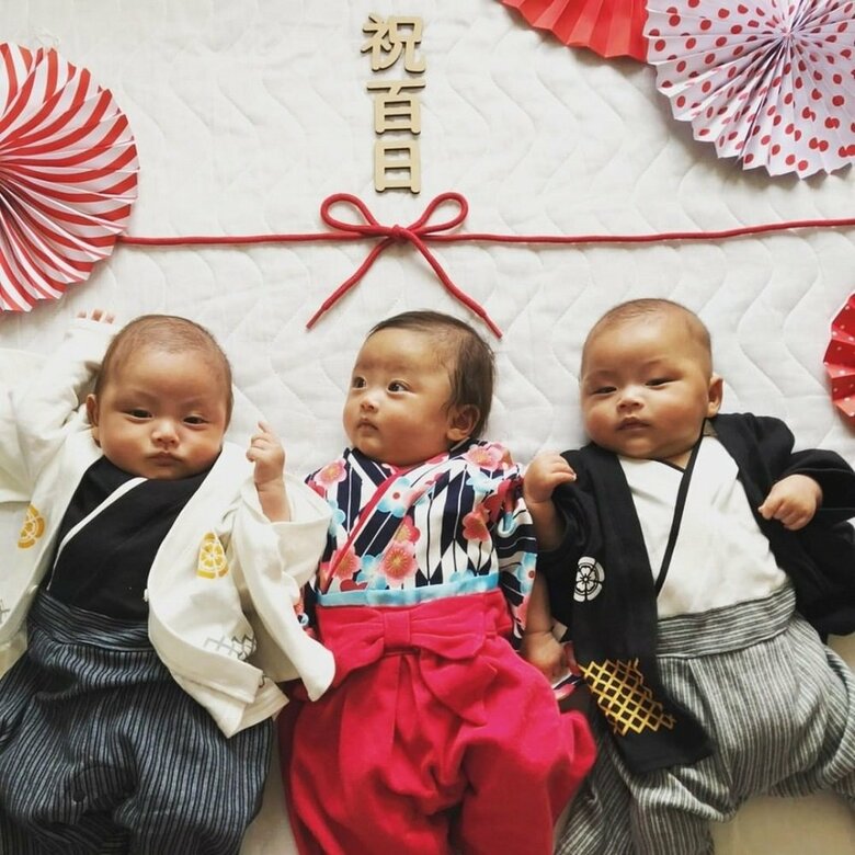 生誕100日の記念撮影