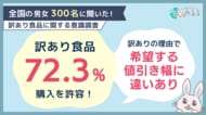 「訳あり食品」は7割以上が購入を許容。訳ありの理由によって希望する値引き幅に違い