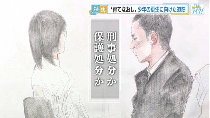 当時16歳の少年と当時18歳の男の裁判員裁判（スケッチ：山上幸ニ）